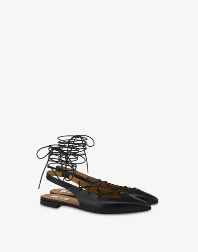 Moschino Laced Ballerinas In Black