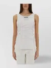 Moschino Laced Ribbed Scoop Neck Sleeveless Top