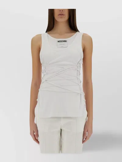 Moschino Laced Ribbed Scoop Neck Sleeveless Top