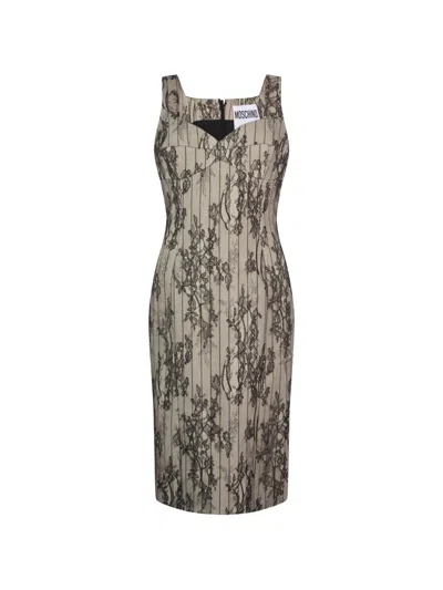 Moschino Lace-overlay Sweetheart-neck Dress In Black