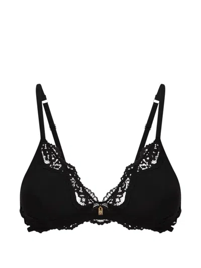 Moschino Lace-trim Triangle Bra In Black