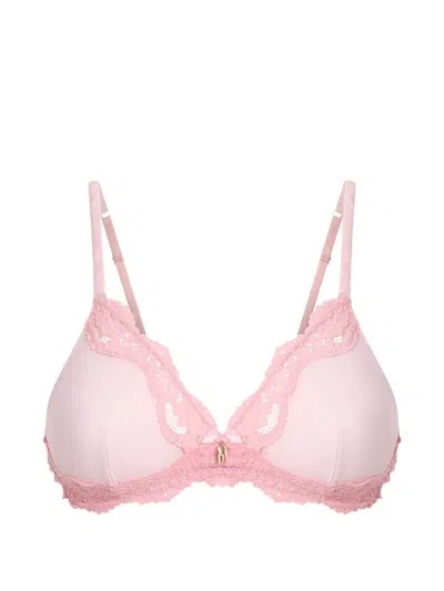 Moschino Lace-trim Triangle Bra In Pink