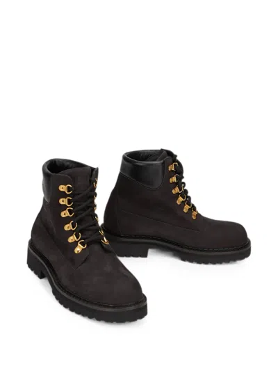 Moschino Lace-up Ankle Boots In Brown