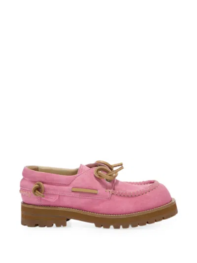 Moschino Lace-up Lug-sole Loafers In Pink