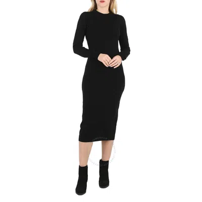 Moschino Ladies Black Fitted Knitted Midi Dress