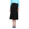 Moschino Ladies Black Leather Detail Pleated Skirt