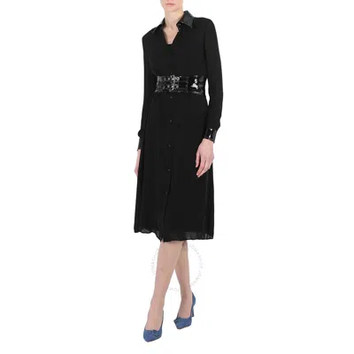 Moschino Ladies Black Long-sleeved Midi Dress