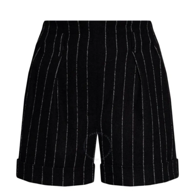 Moschino Ladies Black Stretch Pinstripe Shorts