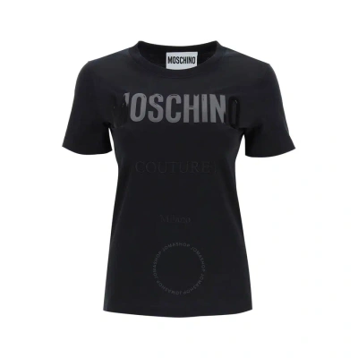 Moschino Ladies Black Vinyl Logo T-shirt