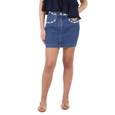Pre-owned Moschino Ladies Cotton Denim Mini Skirt In Blue
