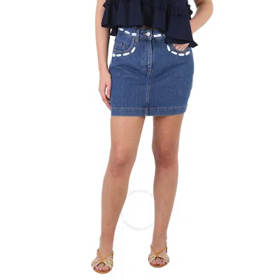 Moschino Ladies Cotton Denim Mini Skirt In Blue