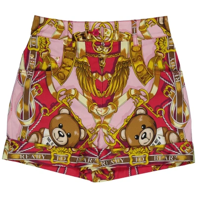 Moschino Ladies Fantasia Rosa Teddy Scarf High-waisted Shorts