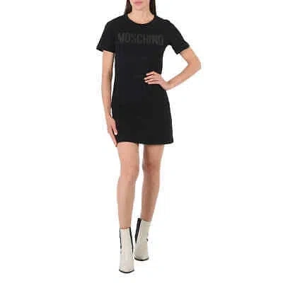 Pre-owned Moschino Ladies Fantasy Print Black Couture Short-sleeve T-shirt Dress, Brand In Multicolor