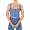 Moschino Ladies Fantasy Print Blue Monogram Denim Cropped Top In Multi
