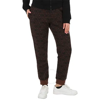 Moschino Ladies Fantasy Print Brown Allover Monogram Joggers