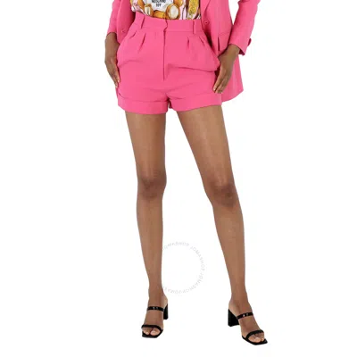 Moschino Ladies Fuschia Turn-up Brim Tailored Shorts In Pink