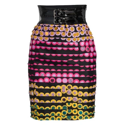 Moschino Ladies Glitter Polka-dot Skirt With Vinyl Waist In Multi