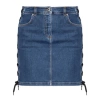 Moschino Ladies Lace-up Side Denim Mini Skirt In Denim