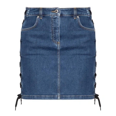 Moschino Ladies Lace-up Side Denim Mini Skirt