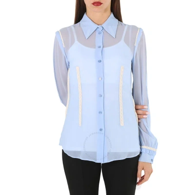 Moschino Ladies Light Blue Georgette Silk Shirt