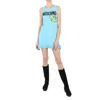 MOSCHINO MOSCHINO LADIES LIGHT BLUE RIBBED-KNIT SCOOP NECK DRESS
