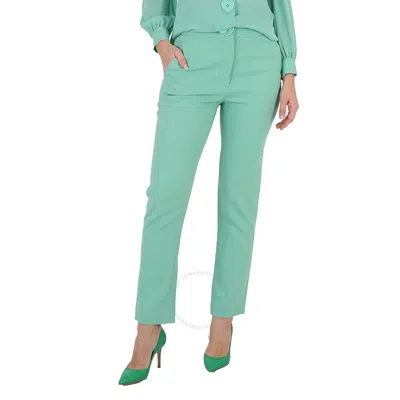 Moschino Ladies Light Green Heart-button Tailored Trousers