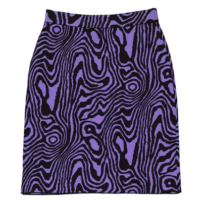 Pre-owned Moschino Ladies Moire Effect Print Cotton Viscose Mini Skirt In Purple