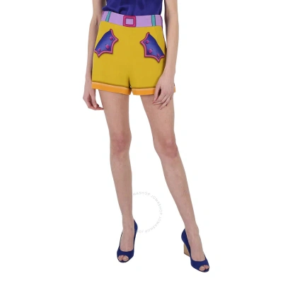 Moschino Ladies Multi Woven Patchwork Printed Shorts