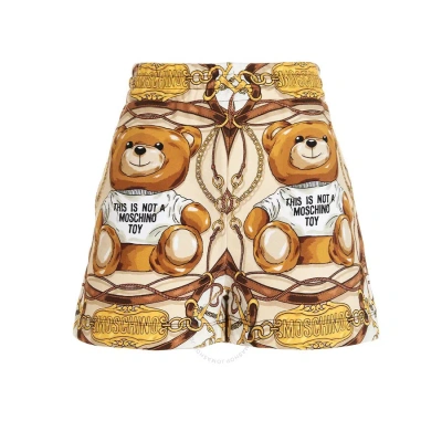 Moschino Ladies Multicolor All-over Teddy Printed Shorts