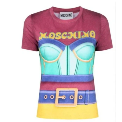 Moschino Ladies Multicolor Trompe L Oeil Regular T-shirt