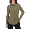 Moschino Ladies Olive Button Down Blouse, Brand Size 36 (us Size 2) In Green