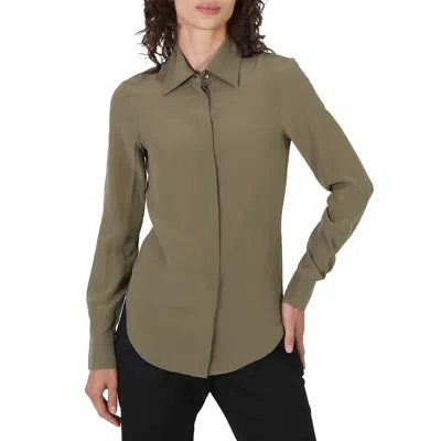 Moschino Ladies Olive Button Down Blouse, Brand Size 36 (us Size 2) In Green
