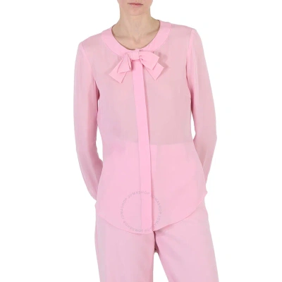 Moschino Ladies Pink Bow Detail Long-sleeved Blouse