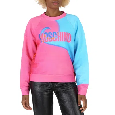 Moschino Ladies Projection Print Cotton Sweatshirt In Pink
