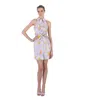 Moschino Ladies Purple All Over Logo Circus Print Dress