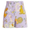 Moschino Ladies Purple All Over Logo Circus Print Shorts In Purple