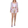 Moschino Ladies Purple All Over Logo Circus Print Shorts In Multi