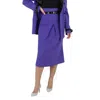 Moschino Ladies Purple High Waist Belted Skirt In Purple