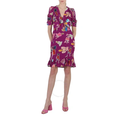 Moschino Ladies Purple Illustration Print Dress