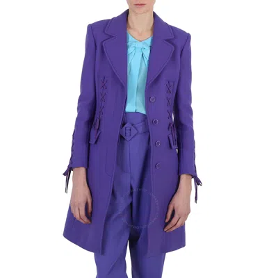 Moschino Ladies Purple Long Single-breasted Coat In Blue