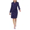 Moschino Ladies Purple Moire Effect Jacquard Blazer, Brand Size 38 (us Size 4) In Blue