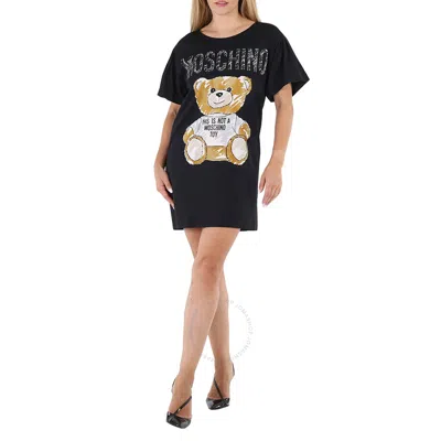 Moschino Ladies Teddy Bear T-shirt Dress In Black