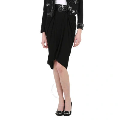 Moschino Ladies Vinyl Detail Gathered Skirt In Black