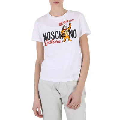 Moschino Ladies White Tony The Tiger Kelloggs Edition T-shirt