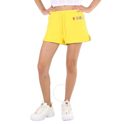 MOSCHINO MOSCHINO LADIES YELLOW LOGO-PRINT TRACK SHORTS