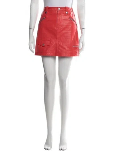 Pre-owned Moschino Lamb Leather Mini Skirt In Red