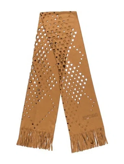 Pre-owned Moschino Lambskin Patterned Scarf In Brown