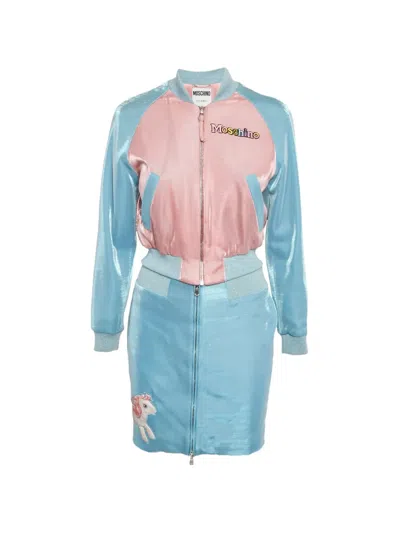 Pre-owned Moschino Lamé Unicorn Skirt Set In Blue