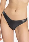 Moschino Laminated Bikini Bottom In Black