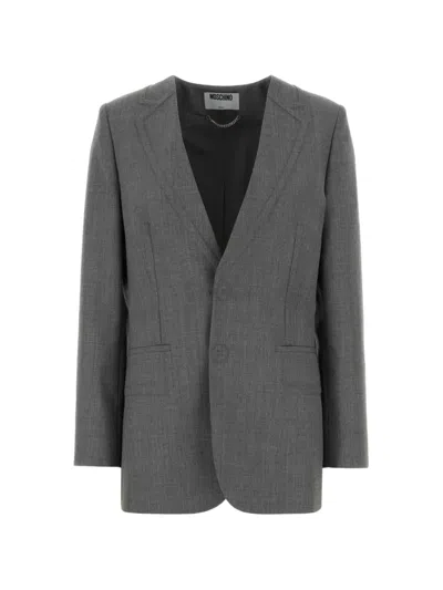 Moschino Lapel Blazer In Gray